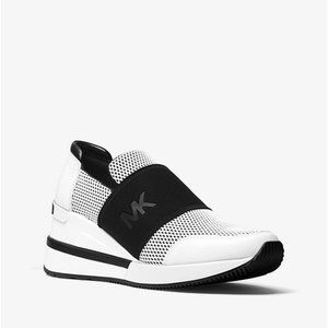 Michael Kors Black white Sneaker Wedge size 8.5